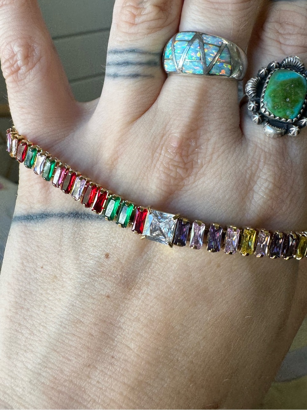 Multicolor Baguette Tennis Bracelet